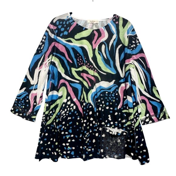 Jess & Jane Multicolor Abstract Art To Wear Tunic Top Size L USA Lagenlook - Picture 2 of 10